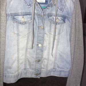 Juniors Mudd Jean Jacket with Fabric Sleeves